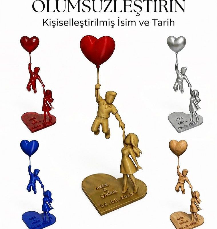 Kişiye Özel Kalpli Balonlu Sevgili Figürü Satın Al