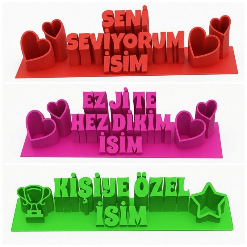 Kişiye Özel İsimli 3D Sevgililer Günü Hediyesi | İsme Özel Tasarım